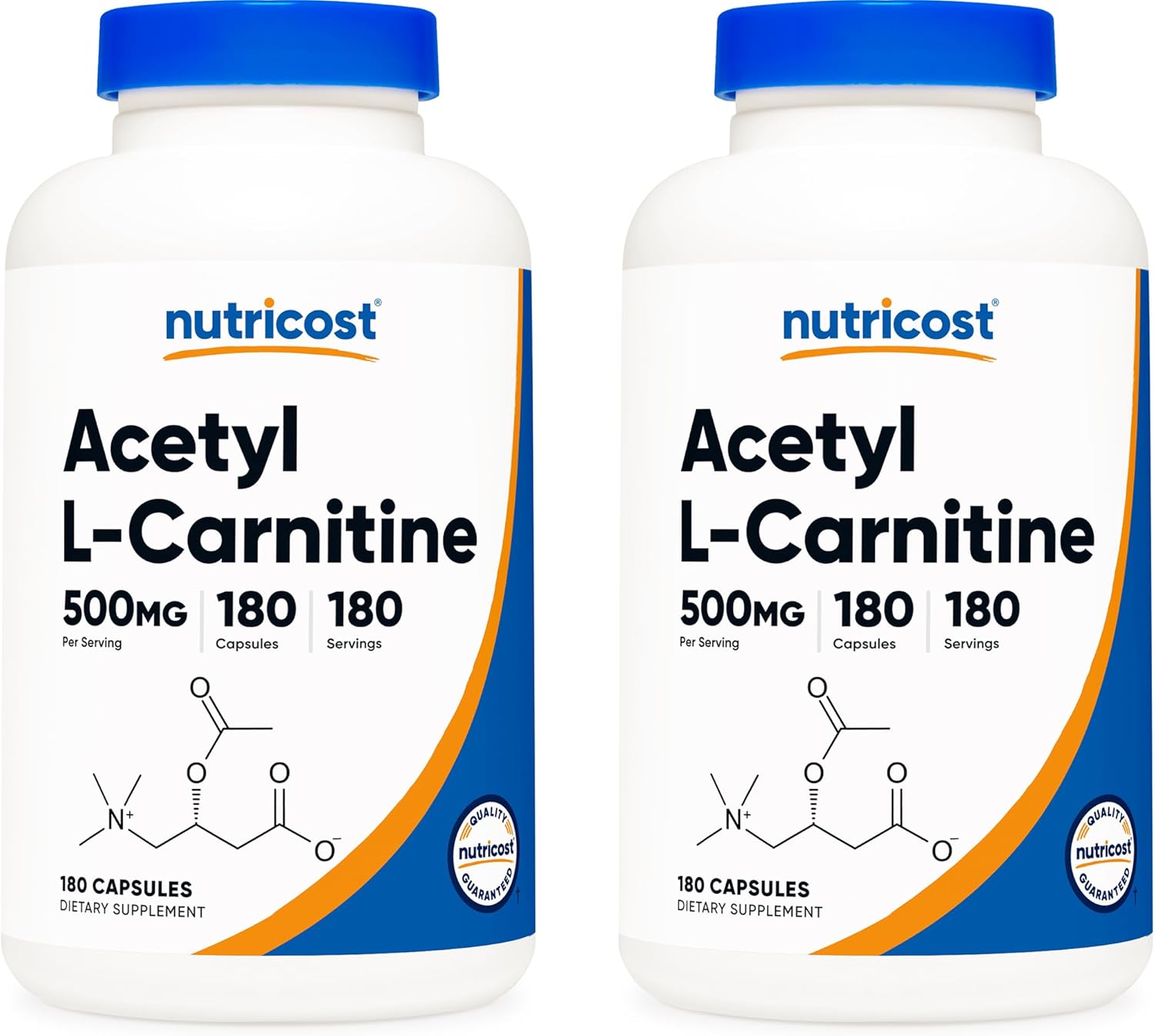 Nutricost Acetyl L-Carnitine 500mg, 180 Capsules - Non-GMO and Gluten Free (3 Bottles)