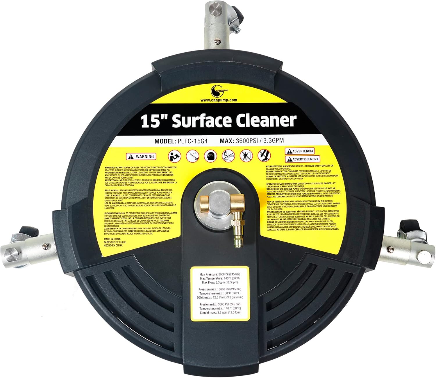 Canpump 15-in Plastic Power Washer Surface Cleaner,Canpump 15-in 3600 psi (with Wheels)