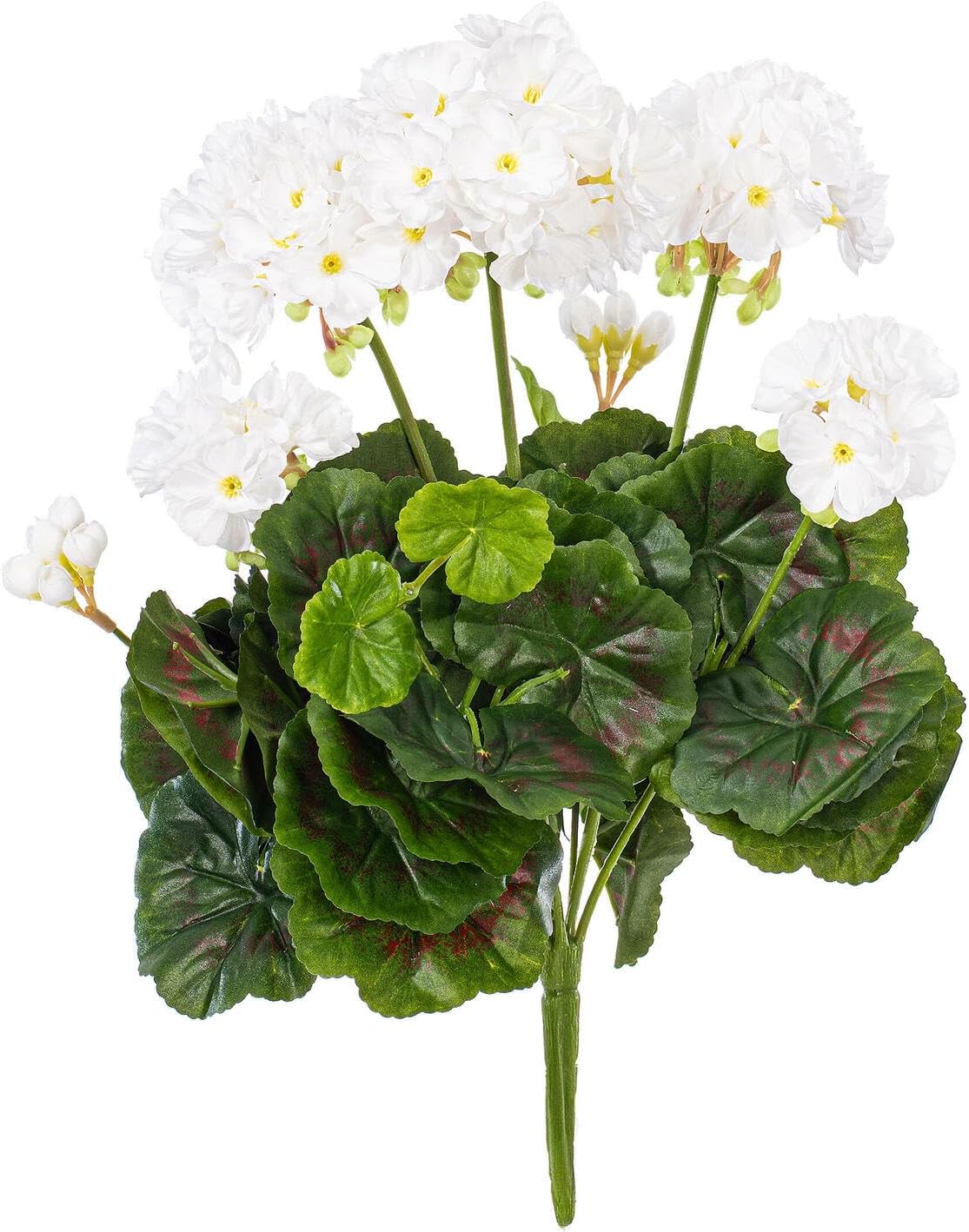 Vickerman 11" Artificial Polyester White Cyclamen Bush - 25 Leaves, 6 Flowers, 2 Buds - Indoor Recommended - Realistic Looking - Artificial White Flower Bush