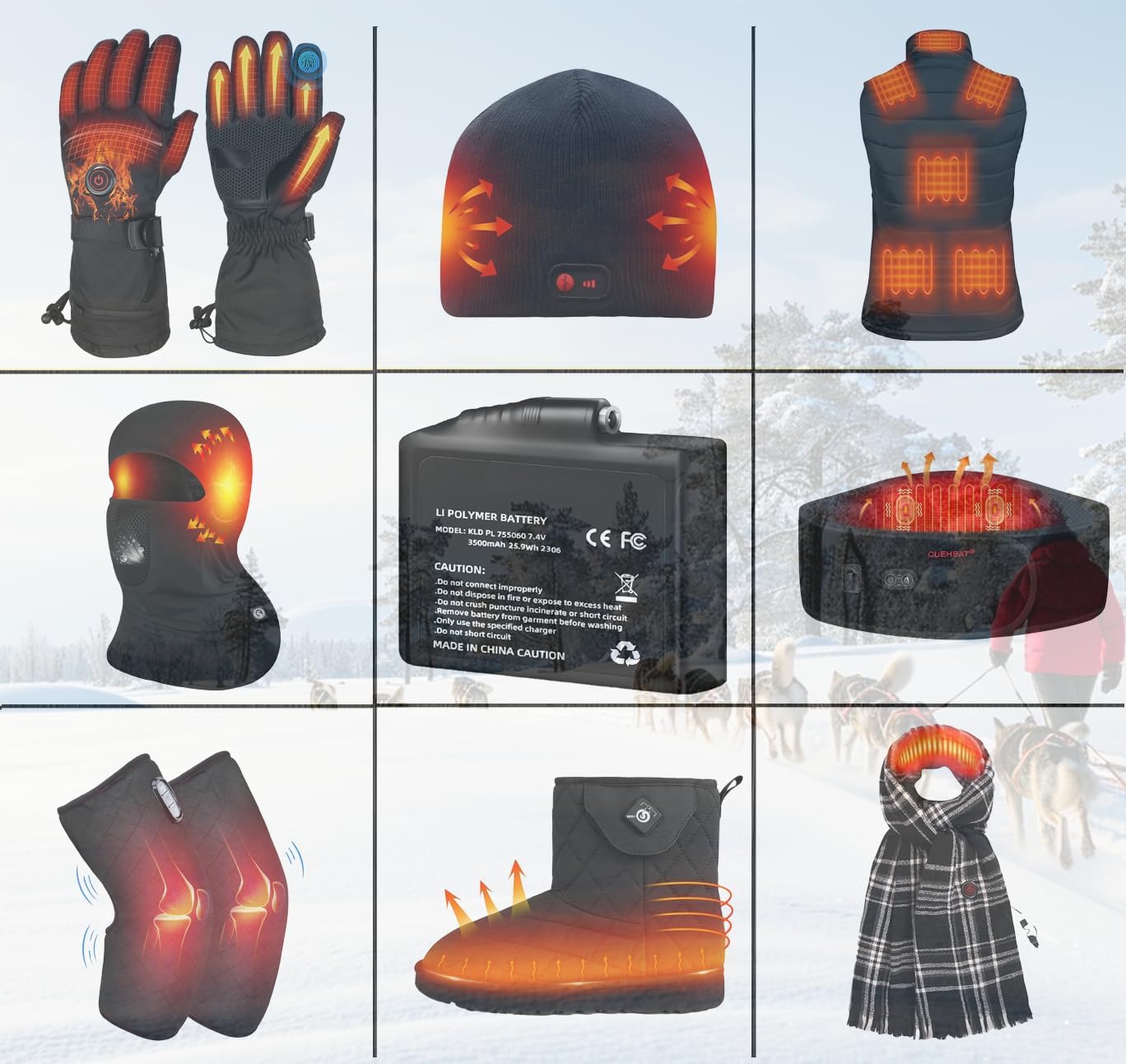 2Pcs 7.4V Heated Gloves Socks Battery, Dual Charger, USB Charging Cable Rechargable Lithium Polymer Batteries for Heated Gloves Socks Hats Mittens Heating Pad (3000mAh) - Image 5