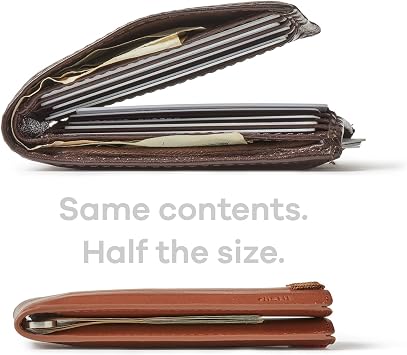 Distil Union Wally Bifold 5.0 Slim Bifold Wallet for Men Minimalist RFID Leather Wallet with ID Window, Pull Tab Card Holder & Money Clip - Holds 14 Cards & 30 Bills - Black