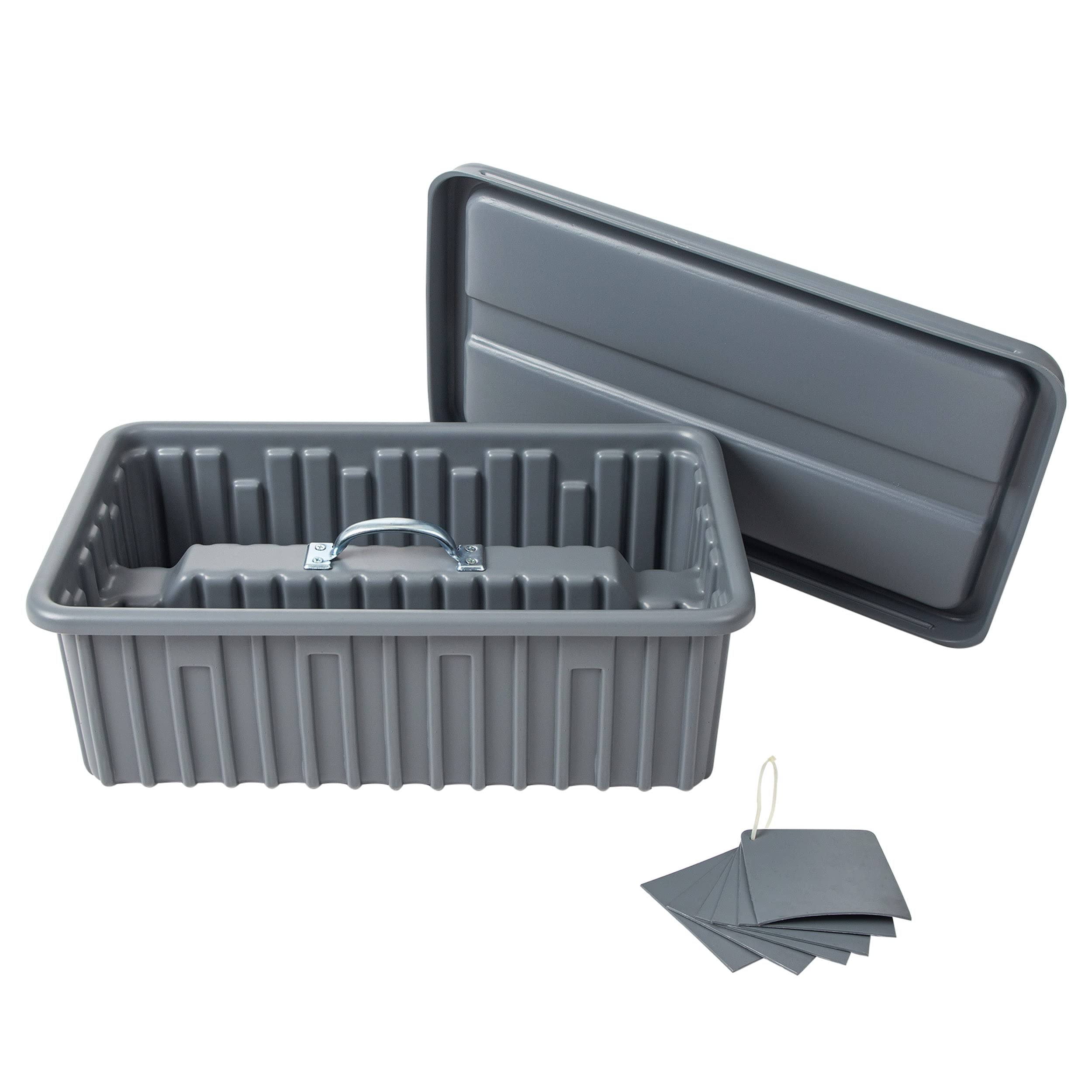 American Built Pro Saddle Tray with LID, 6-Compartment Storage Tool Tote Tray, Sits on 2X4 Board or flat, Grey HDPE Plastic, 22", Organize Roofing, Plumbing, Construction Multi-Functional Tools Tray