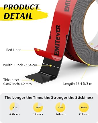 Emitever Double Sided Tape Heavy Duty - 5m x 25mm x 1.2mm