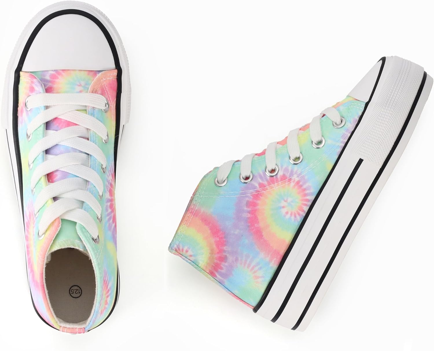 JUDIS Girls’ Platform Canvas Shoes Lace-up Fashion Sneakers Low Top and High Top Casual Shoes for Girls