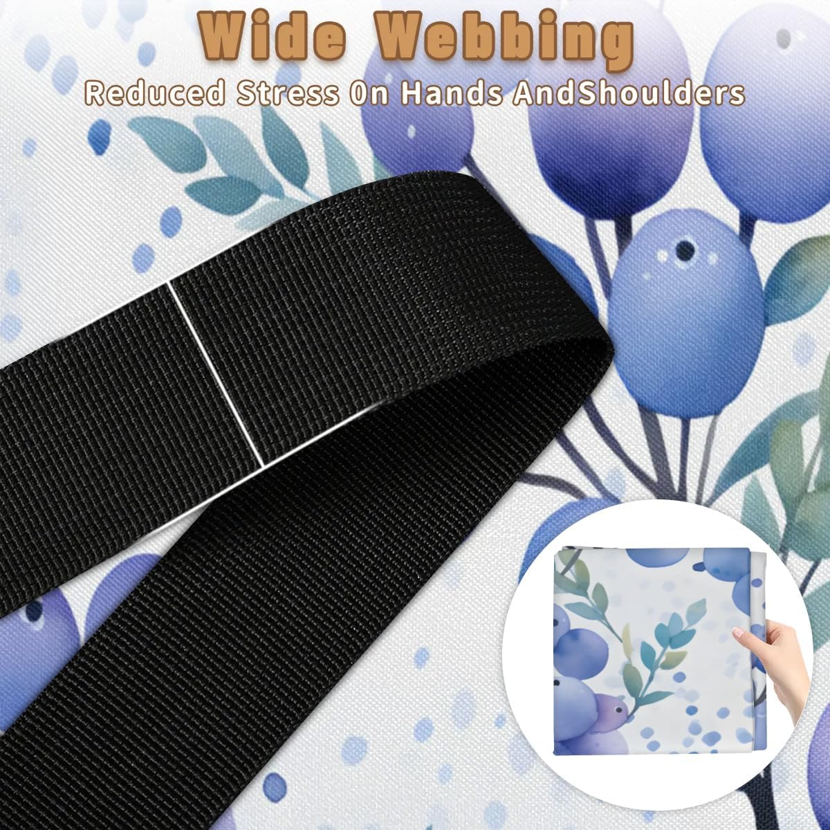 Honeybaby 214L Extra Large Comforter Storage Bag Blueberry Leaves Watercolor Storage Totes with Lids Waterproof Closet Organizer Folding Blanket Storage Bags for Clothes Bedding Pillows