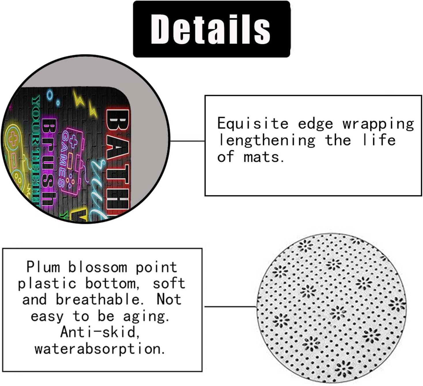 4PCS Video Game Bathroom Rules Shower Curtain Sets with Rugs, Waterproof Fabric Shower Curtain, Colorful Neon Funny Quotes Gaming Controller Gamepad Gamer Cool Teen Boys Kids Bathroom Decor