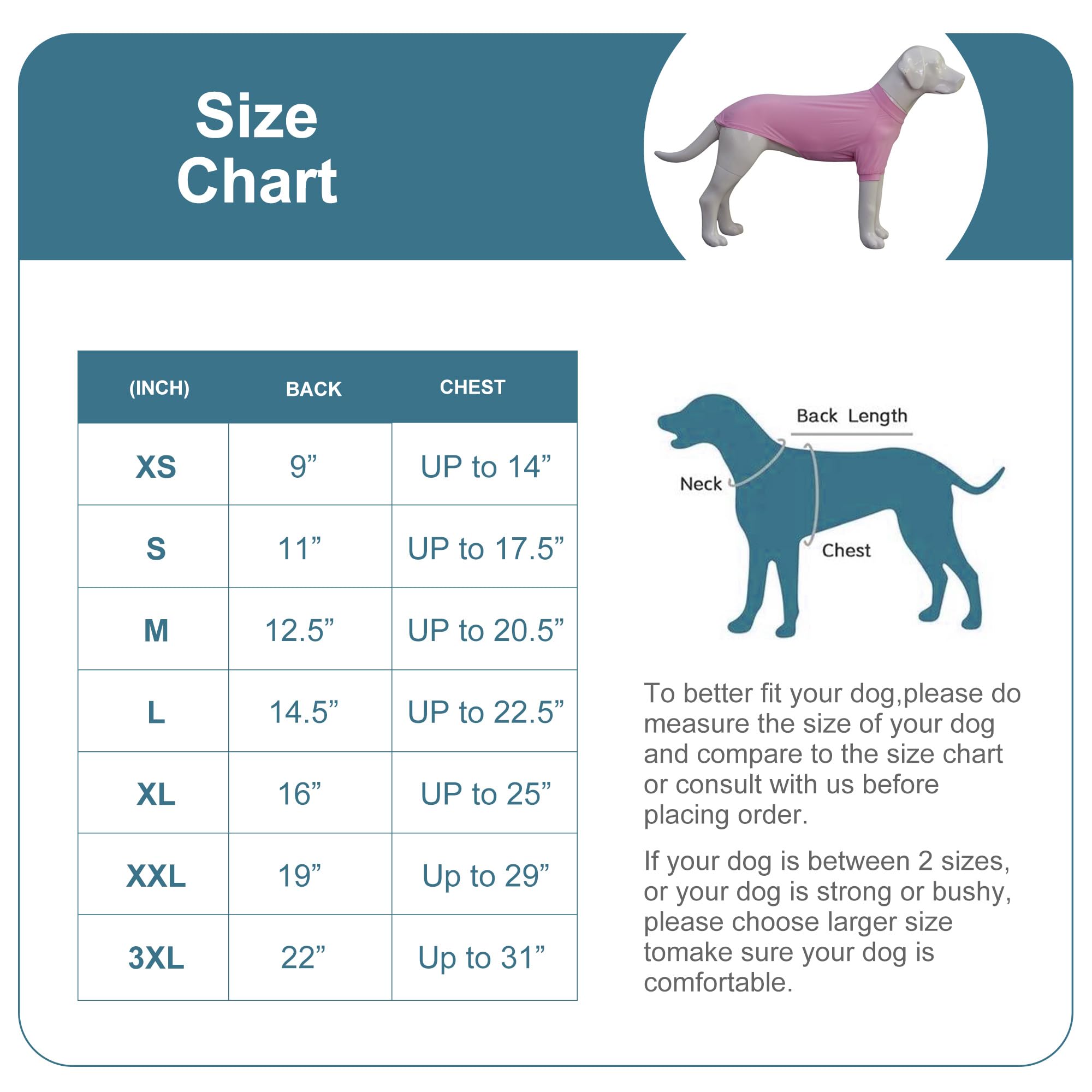 LoveLongLong Spring Summer Cooling Dog T-Shirt with UV Protection and Moisture-Wicking Fabric Blank Color Turquoise S - Image 2