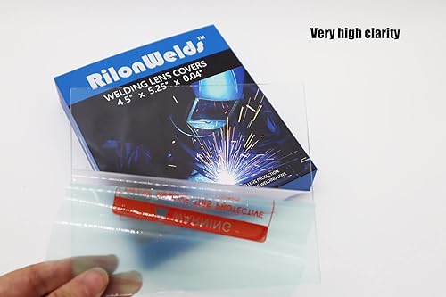 Miniatura 6 de Lente de cubierta de soldadura, 20 unidades, 4.5 x 5.25 pulgadas, repuesto para casco de soldadura, lente exterior transparente y resistente a altas