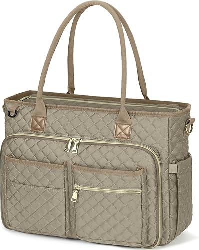 Miniatura 11 de RAINSMORE Bolsa de mano para profesores, bolsa de computadora portátil de 15.6 pulgadas para mujer, bolsas de trabajo, bolsa de enfermera, bolsa