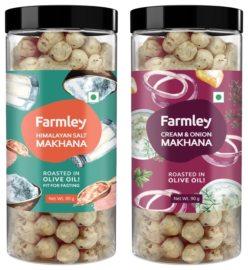 Farmley Roasted & Flavoured Himalayan Salted Healthy Makhana Snacks 90 gm & Farmley Roasted & Flavoured Cream Onion Healthy Makhana Snacks 90 gm (B0CDDCZF9F) Amazon Price History, Amazon Price Tracker
