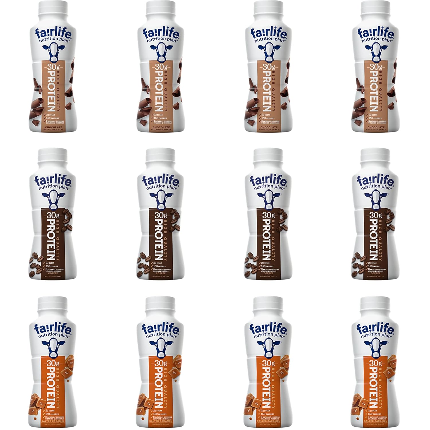 Fairlife Nutrition Plan High Protein 30g Low Sugar Variety Pack Chocolate, Caramel, and Coffee Shake Supplement Meal Replacement Ready To Drink 11.4 Oz Bulk Variety Pack (12-Count) : Grocery & Gourmet Food