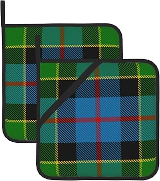 Pot Holders Set of 2, Clan Forsyth Tartan Heat Resistant Kitchen Non Slip for Women Men Cooking Barbecue Baking Microwave BBQ