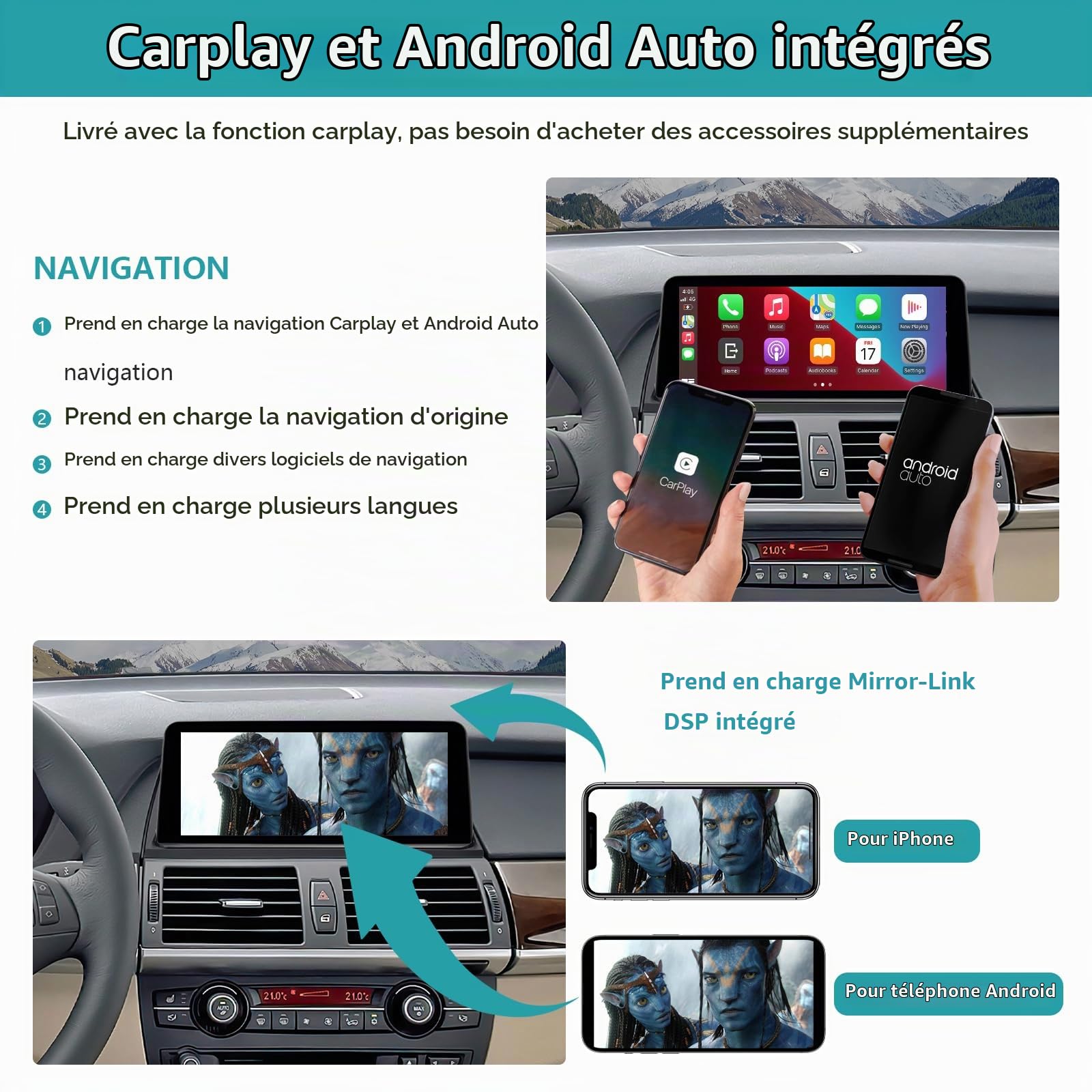 Écran Tactile d'autoradio 10,25" pour BMW X3/X4 série F25 F26 2011-2012 avec système CIC, Prise en Charge Apple CarPlay/Android Auto/Mirrorlink/Navigation, Mise à Niveau stéréo de Voiture
