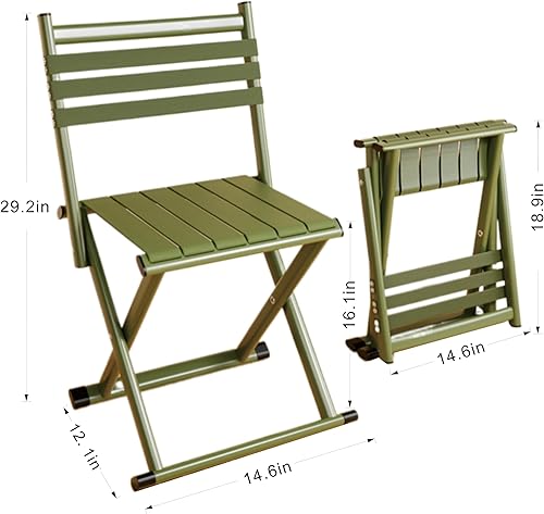 Miniatura 3 de Silla de pesca, taburete plegable de 16 pulgadas con respaldo, adecuado para actividades al aire libre como camping y pesca. (1 unidad)