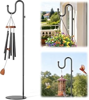 74" Shepherds Hook Stand: Hanging Bird Feeders, Wind Chimes, Plants