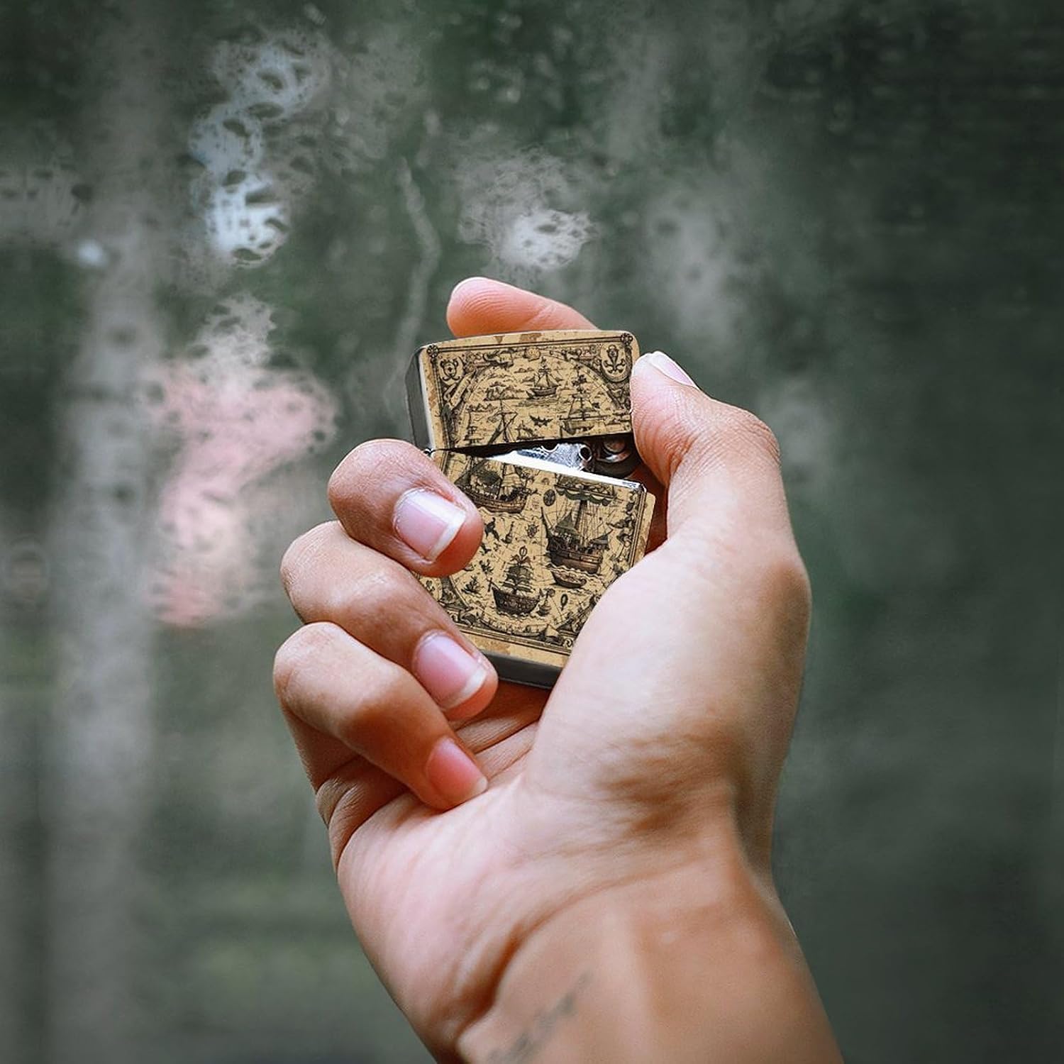 Treasure Map Maritime Pirate Lighter Case Cover Holder Lighter Sleeve