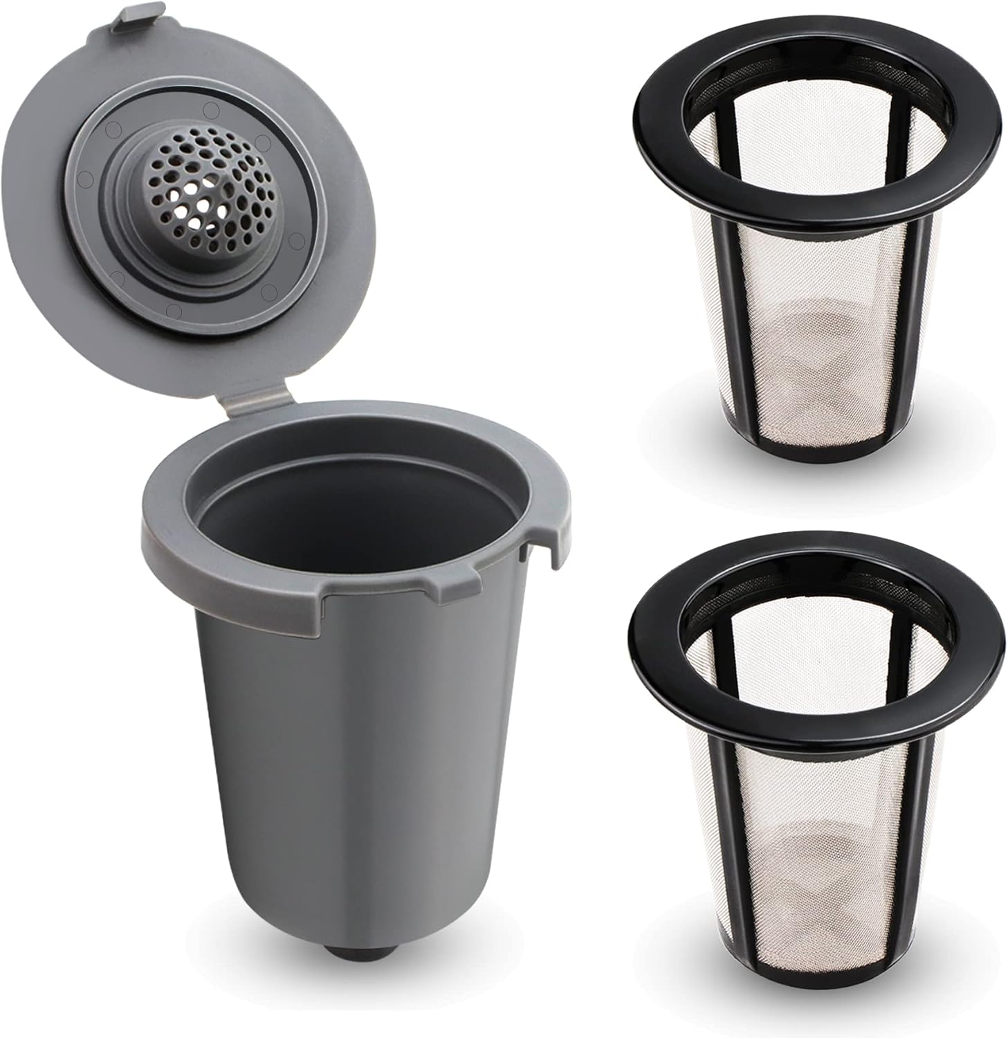 Reusable Filter Cup for Cuisinart, Gray (1 Pack with 2 Mesh Filters)