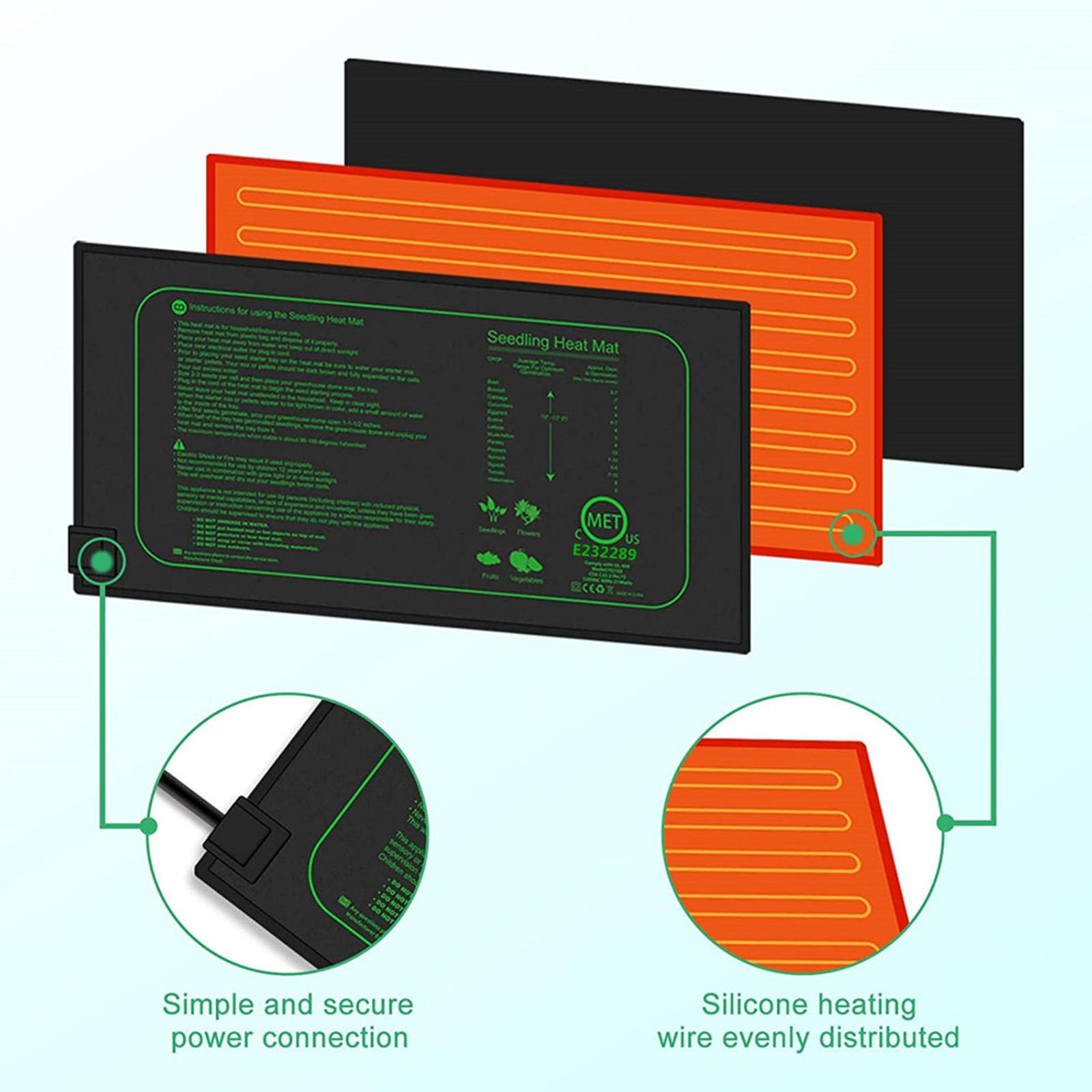 Coussin chauffant pour plante avec contrôle du thermostat - Tapis chauffant imperméable pour semis pour germination et croissance efficaces en hydroponie Vario