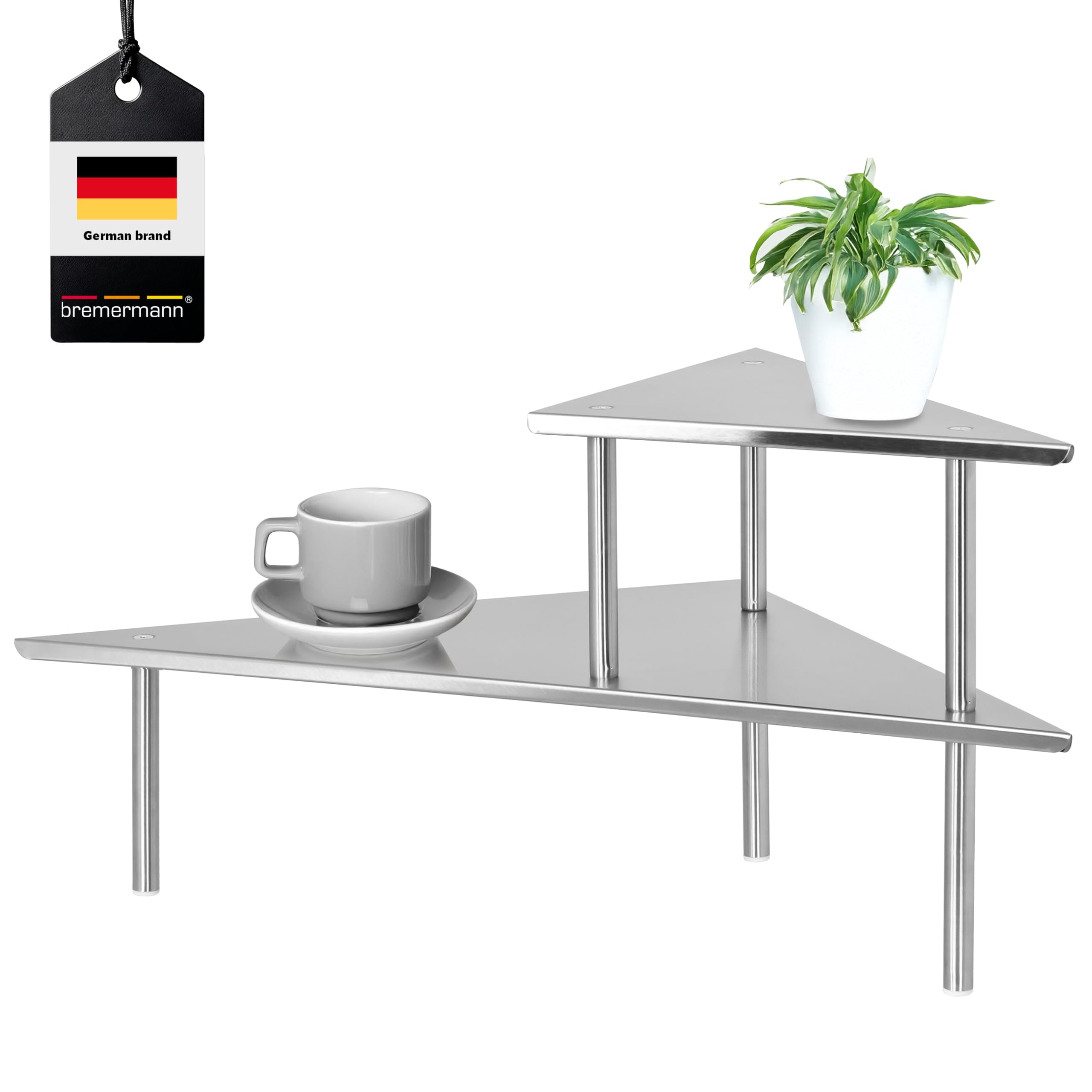 Bremermann Clear Bremermann® Corner Kitchen Shelf, Kitchen Shelving, Spice Rack, Stainless Steel
