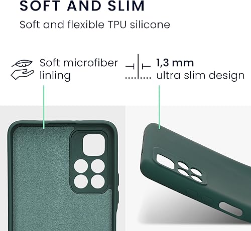 Miniatura 2 de kwmobile Funda delgada de TPU compatible con Xiaomi Redmi Note 11S 5G  Poco M4 Pro 5G - Funda con acabado mate suave recortado de cámara - Verde