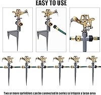 Vista 7 de Biswing Paquete de 2 Cabezales de Aspersor de Impacto en Punta de Paso de Metal, Aspersor de Césped de Aleación de Zinc Resistente, Boquilla