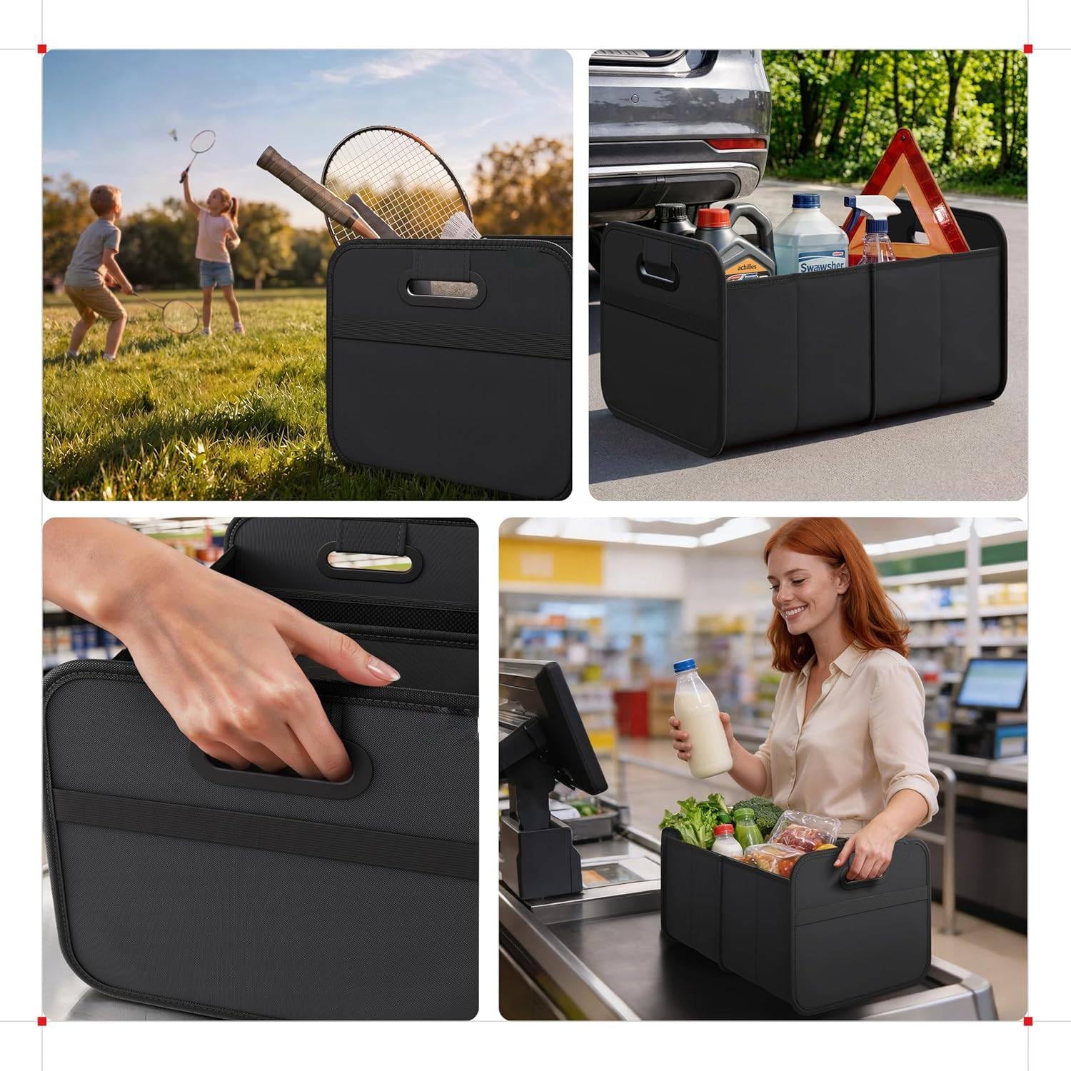 1 Stück Auto Kofferraumtasche für VW Golf 4 6 7 GTI Tiguan Passat B5 B6 B7 CC, Kofferraum Organizer Faltbare Auto Box Stabil Tragetasche rutschfest