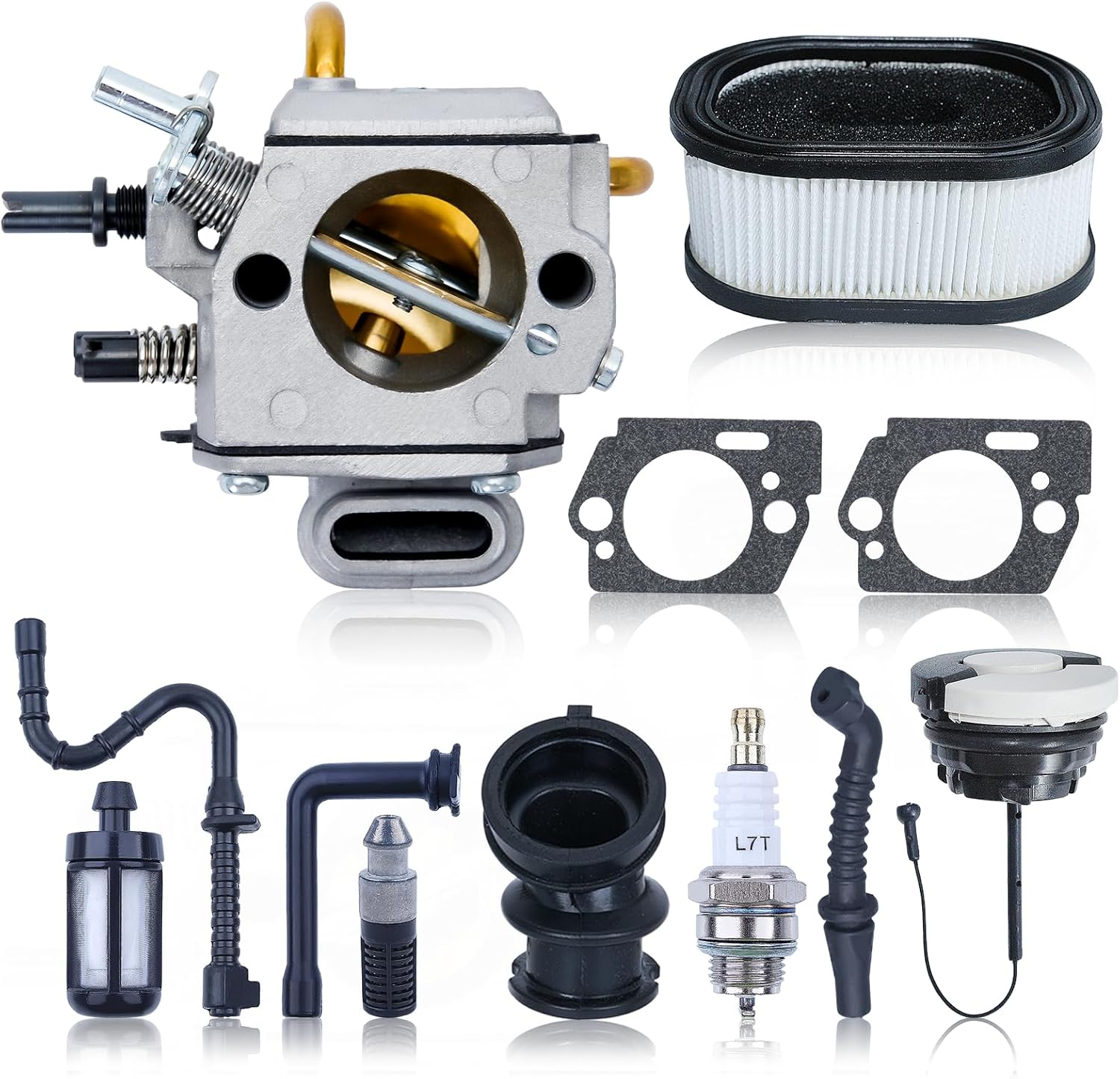 MS460 MS440 Carburetor Tune Up Kit for Stihl 044 MS440 046 MS460 MS 440 460 Magnum Chainsaw Parts with Air Filter Gas Cap Spark Plug, 1128 120 0622, 1128 120 0625 for Walbro Carb HD-15 HD-16D