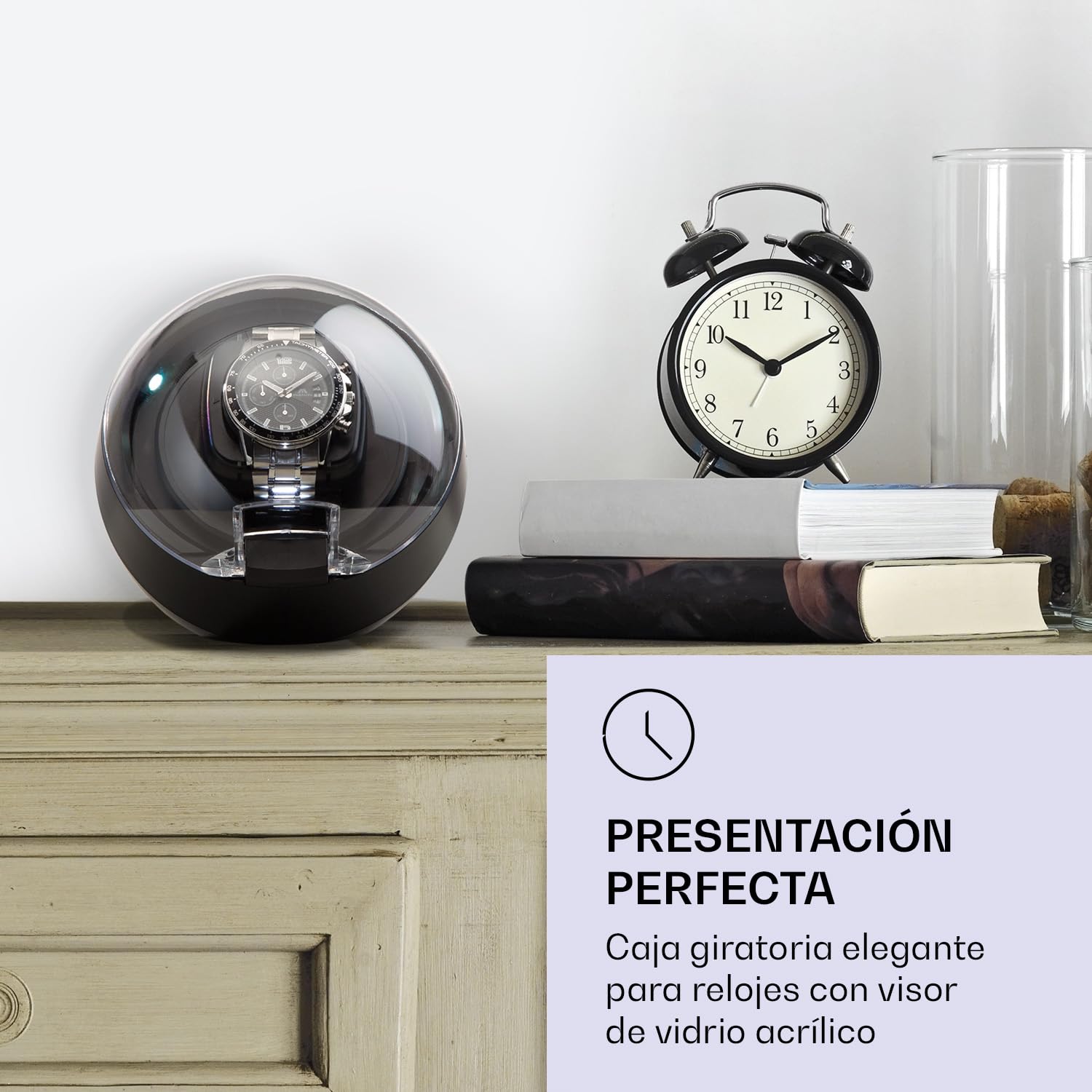 KLARSTEIN St. Gallen ll - Estuche para Relojes Giratorio, Rotación Ajustable, 4 programas: 650/900 / 1200/1500 TPD, Iluminación LED, Panel de Control táctil