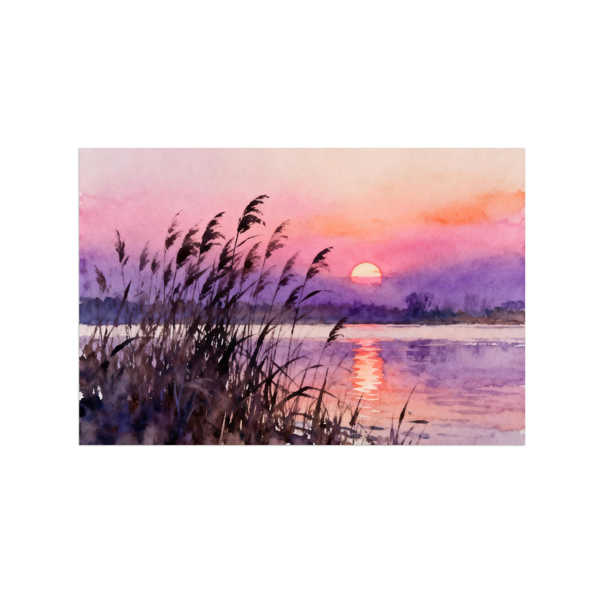 OZPWBVY Lake Sunset Landscape Canvas Wall Art Print Painting 70x105cm Unframed