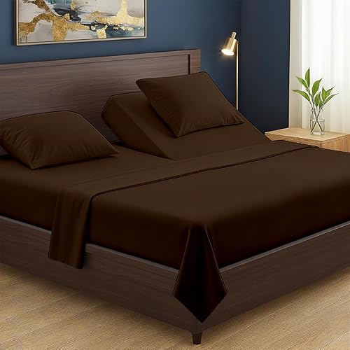 Mattress-Homes Juego de sábanas de 4 piezas, tamaño King, 34 pulgadas de plumón desde la parte superior, 100% algodón suave de fibra larga, cabezal