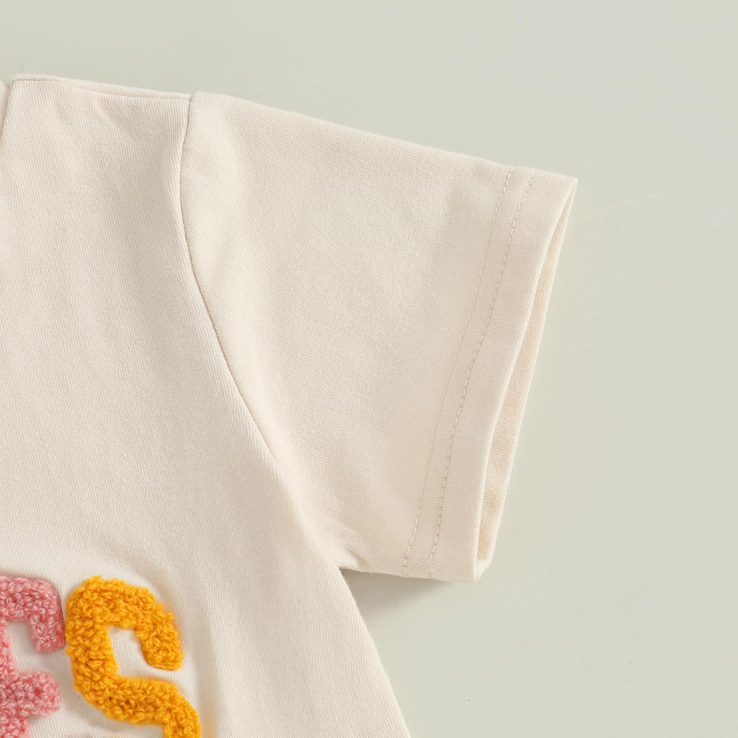 WZTYYDS Toddler Baby Girl Summer Clothes Letter Heart Embroidered Short Sleeve T-Shirt Tops Solid Shorts 2 Piece Outfit - Image 5