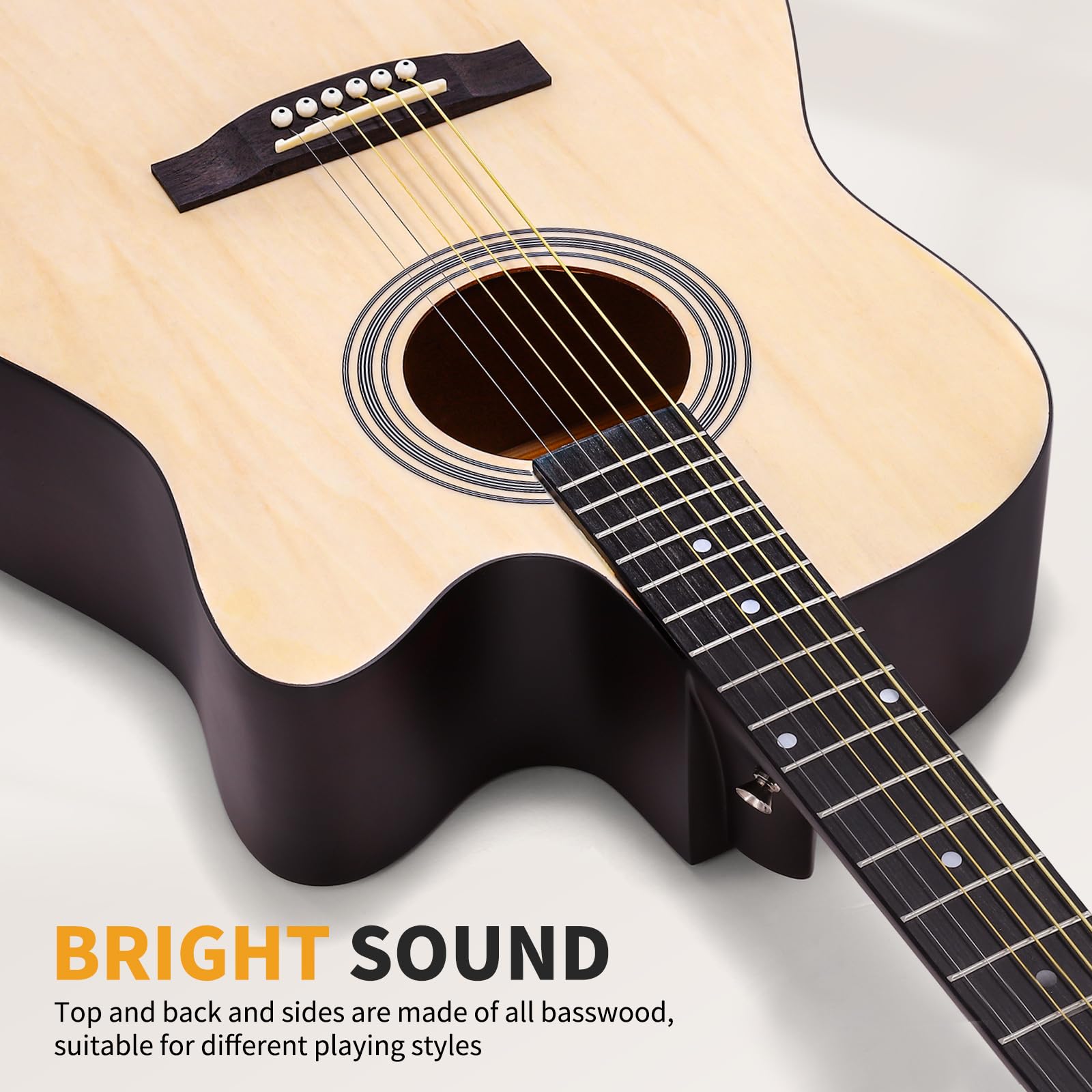 QUARKZMAN Kit Chitarra Acustica Per Principianti Adulti, Chitarra Acustica Elettrica 41 Pollici Cutaway Con Accordatore, Corde, Plettri, Tracolla, Pickguard