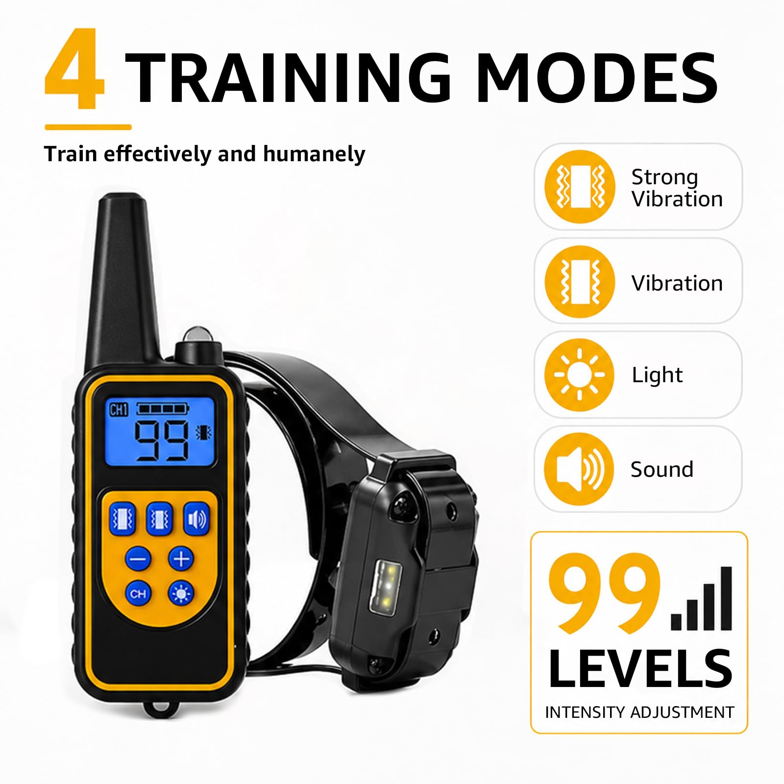 Collare Addestramento Cani | 4 Moda Beep, Vibrazione, Boost Vibrazione, LED | Portata di 500 M | per Cani di Tutte le Taglie, Ricaricabile
