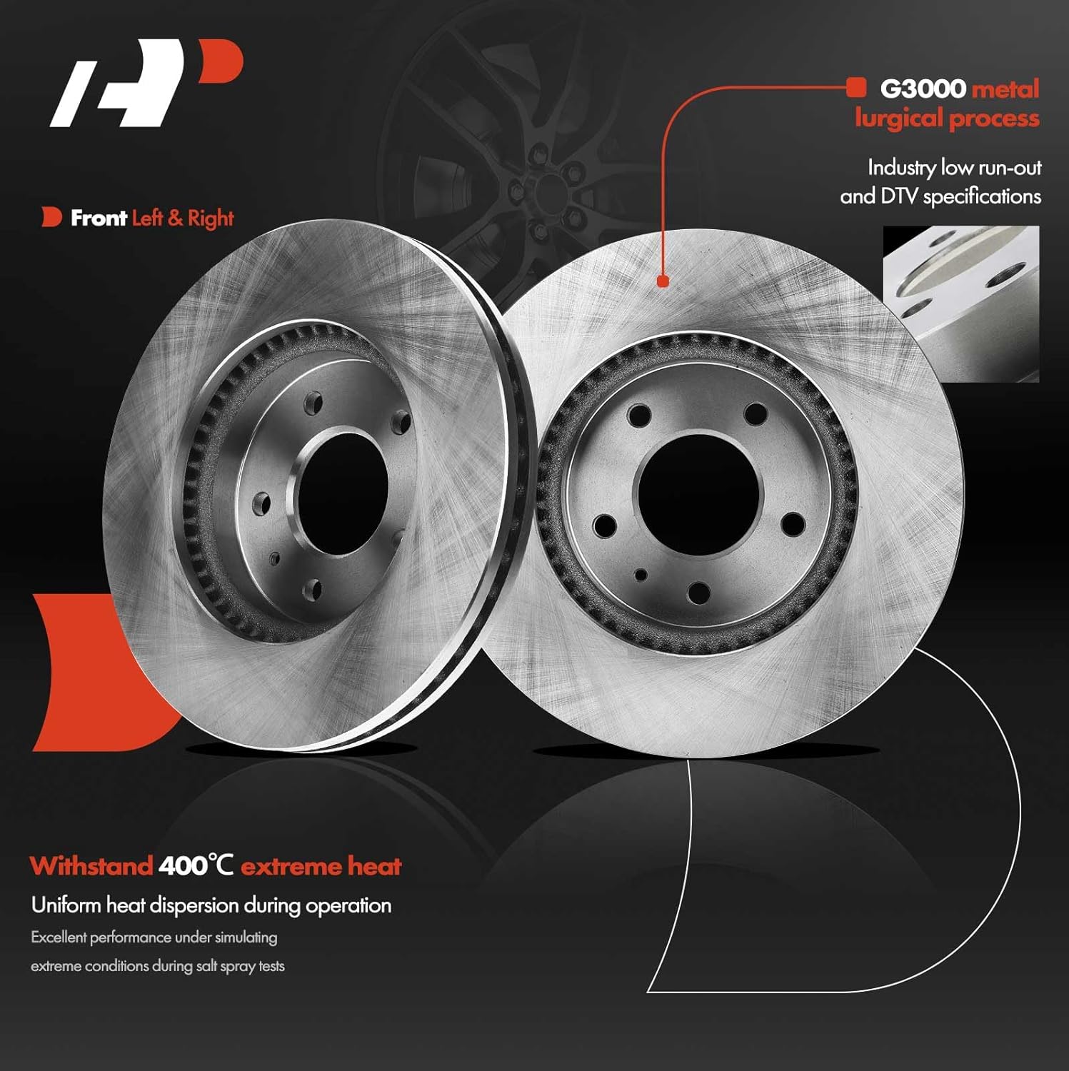 A-Premium 11.65 inch (296mm) Front Vented Disc Brake Rotors Compatible with Select Chevy, Pontiac, Saturn and Suzuki Models- Captiva Sport 12-15, Equinox/Torrent/XL-7 07-09, Vue 2008-2010, 2-PC Set