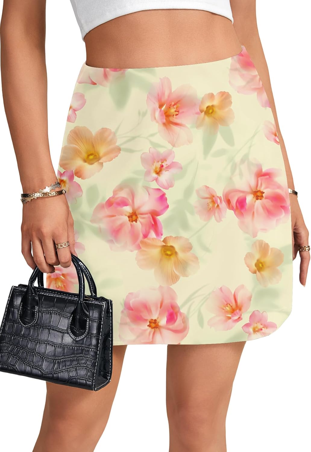 LYANER Women's Satin Silky Elastic High Waist Side Zipper Mini Short A Line Skirt - Image 3