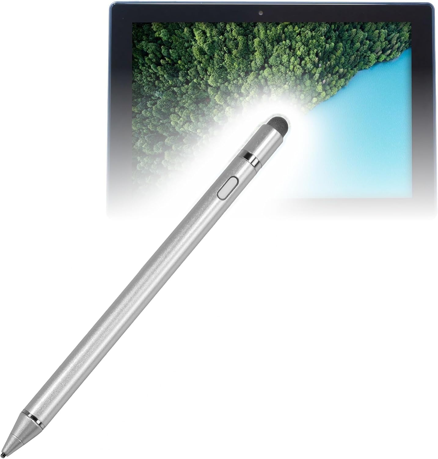 BoxWave Stylus Pen Compatible with Fusion5 FWIN232 PRO N5 - AccuPoint Active Stylus, Electronic Stylus with Ultra Fine Tip - Metallic Silver