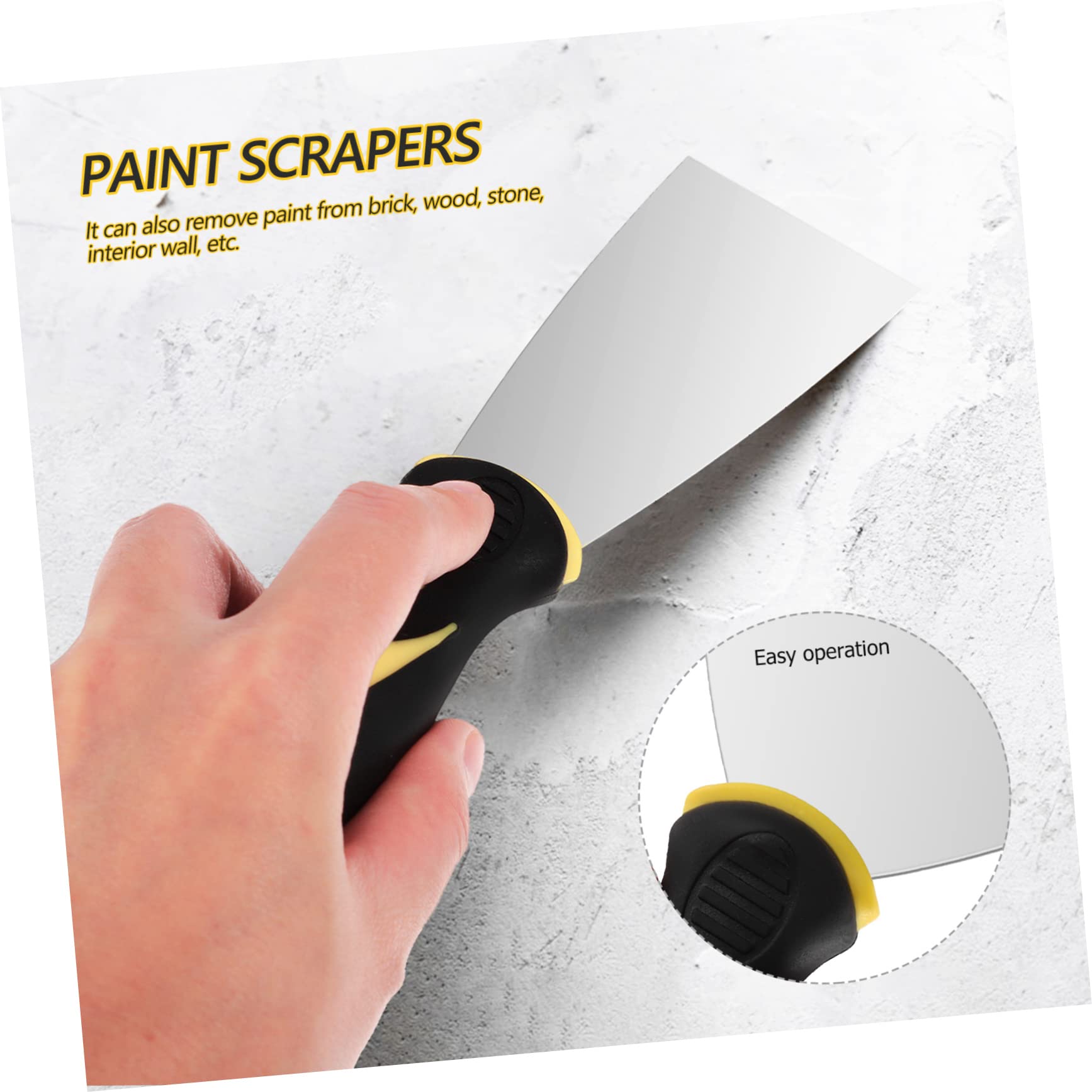 WOONEKY Spatole per Stucco Professionali Set 8 Pezzi in Acciaio Inossidabile Flessibili per Rimozione Graffi con Manico Utensili per Pareti e Riparazioni Murarie