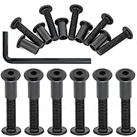 Vista 8 de 50 Piezas M6x20mm Pernos de Muebles Negros Tornillos Hexagonales y Tuercas de Barril Kit de Tornillos de Unión para Postes Conectores de Muebles