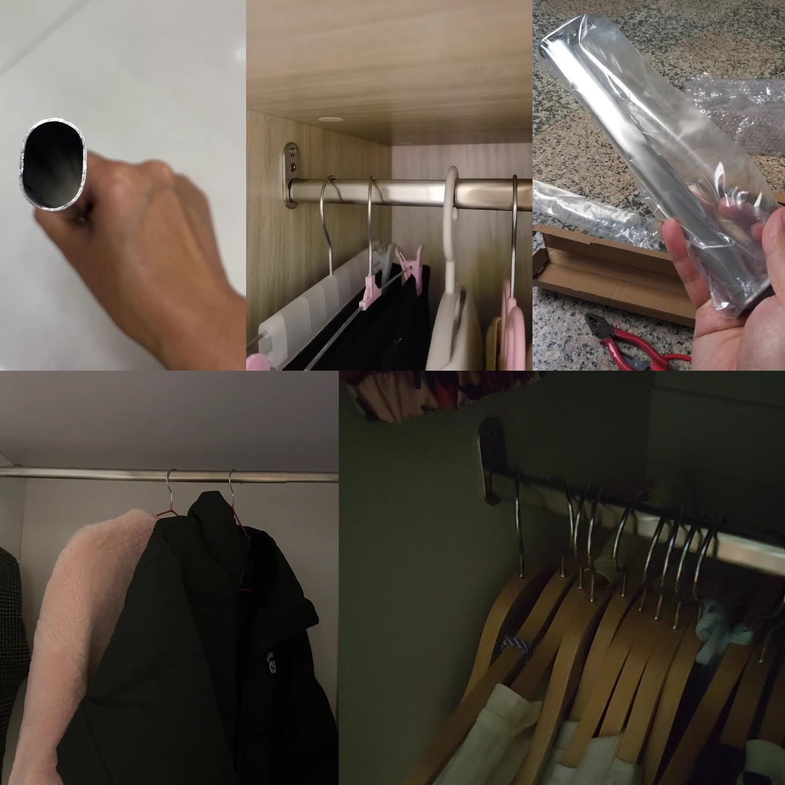 Barra Armario Barras Ajustables para Colgar Ropa en Armarios, Barras Extensibles Ovaladas para Cortinas con Tornillos y Orificios, Rieles para Colgar Cortinas con Acabado Cepillado(40-70cm(15.75-27.56