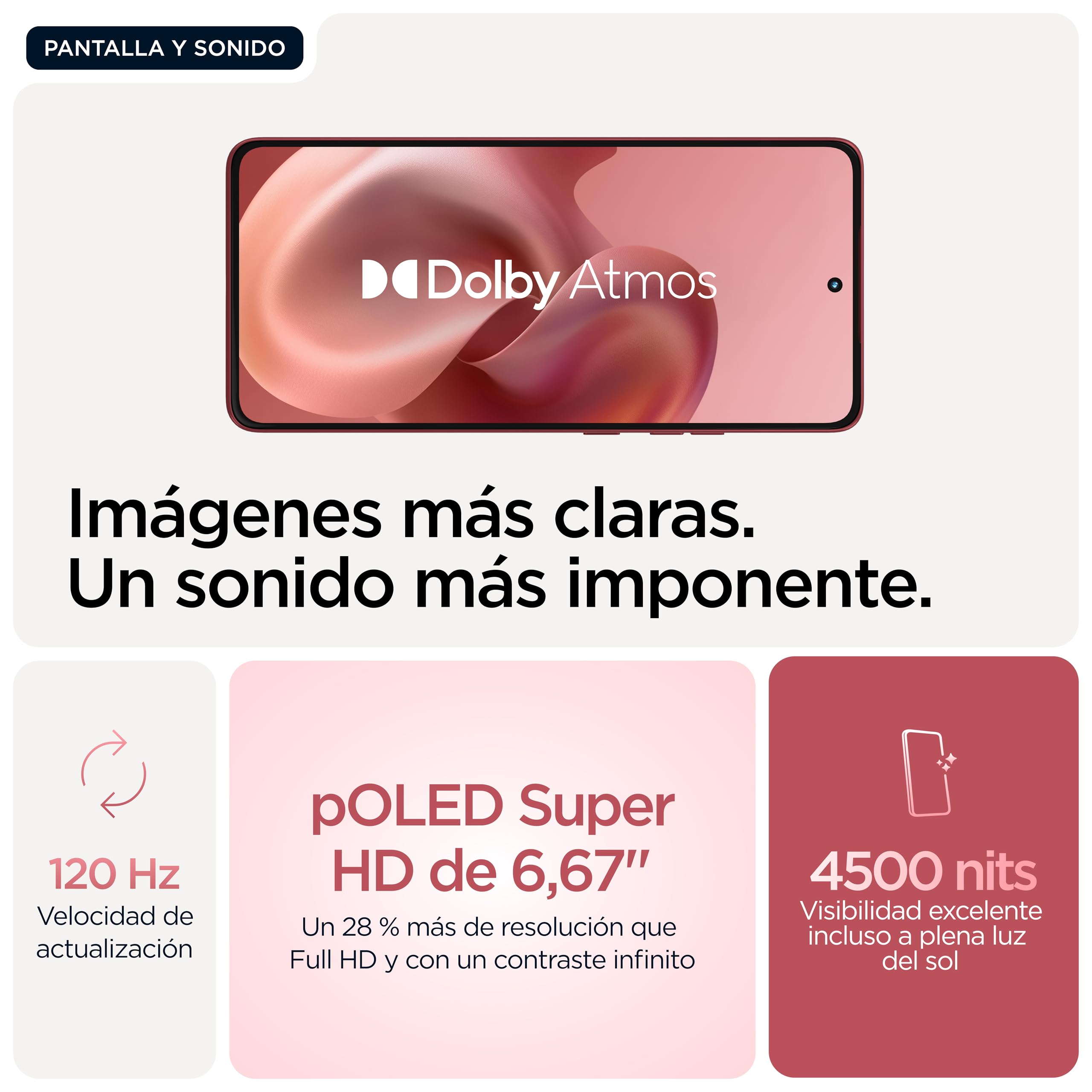 Moto g86 5G 24GB (8GB+16GB RAM Boost)/256GB Chrysanthemum, Pantalla ultrabrillante Super HD (1220p) de 6,67” + Dolby Atmos®, cámara Sony LYTIA™ 600 de 50 MP, 5100 mAh y Carga TurboPower™ de 30W