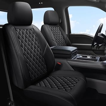 Custom Fit Seat Covers for 2015-2026 Ford F150 & 2017-2025 F250 F350 F450 Super Duty, Waterproof Faux Leather Truck Seat Covers with Airbag Compatible, Durable & Scratch-Resistant,Black