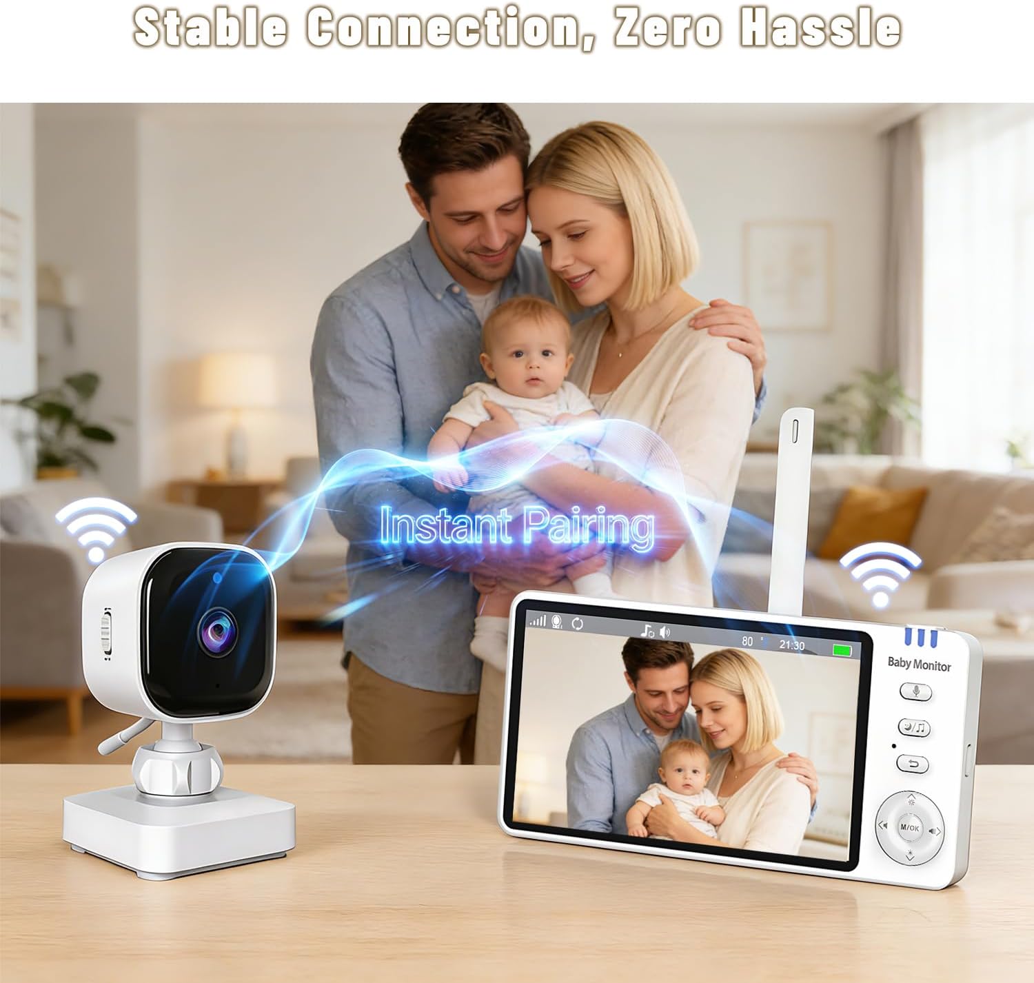 Holdsound Baby Car Camera Wireless, Car Monitor for Baby with Nigh Vision &VOX Mode, USB Powered, Temperature Alert, 360° Rotatable Baby Car Camera for Backseat Wireless, Baby Essentials Shower Gifts