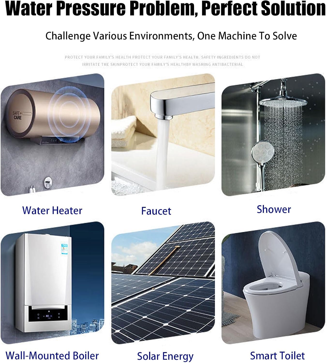 Automatic Start Shower Booster Pump, Home Hot And Cold Water Pressure Booster Pump, Waterproof Circulation Pump for Sprinklers Shower Kitchen Garden