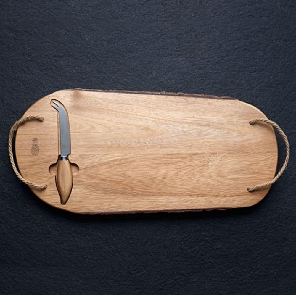 Lytton House House Acacia Wood Cheese Board with Knife Set