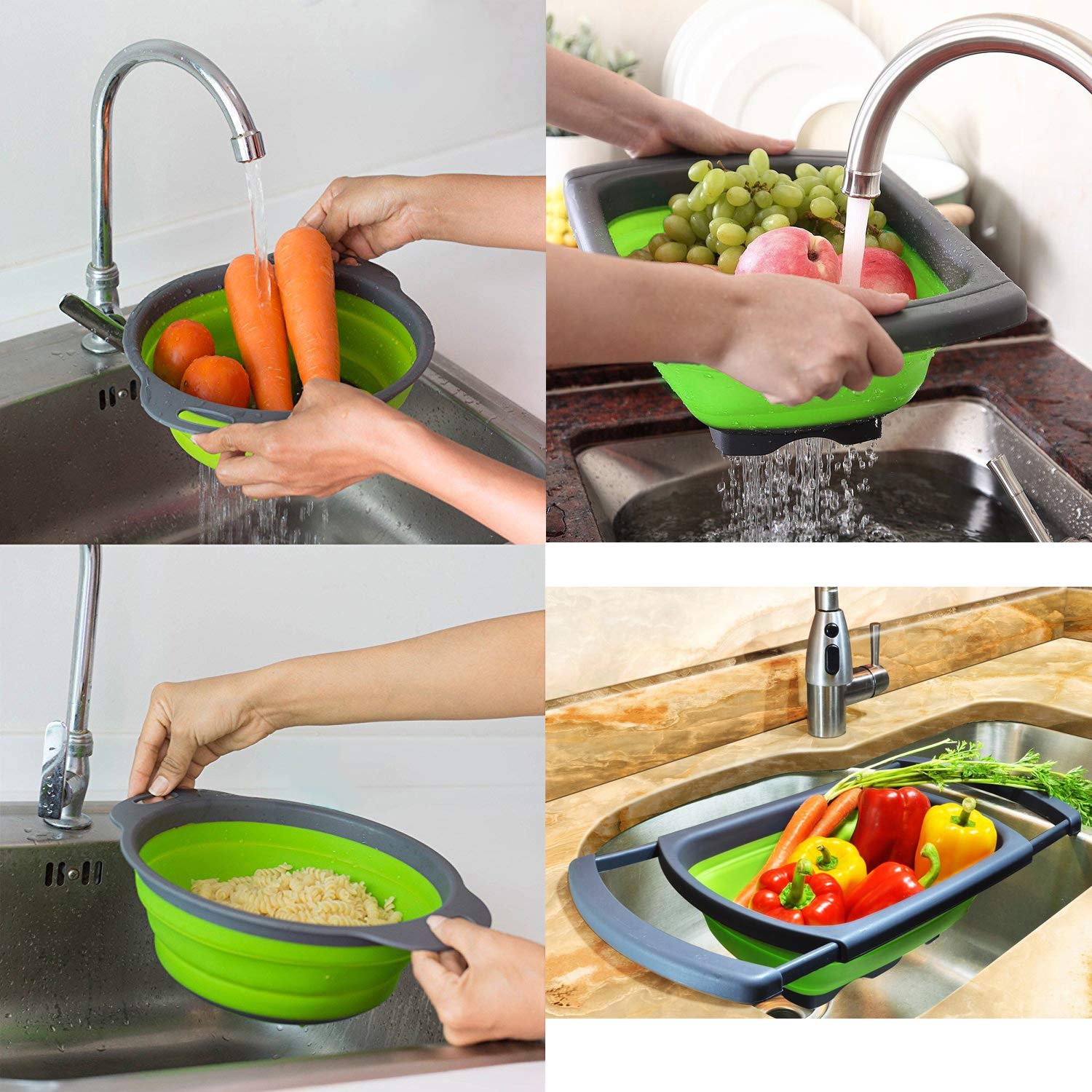 Scolapasta Pieghevole, 25 cm Cestino Portatile, Colapasta per Lavello, Scolapasta, Colapasta, Colapasta da Cucina, Salvaspazio, per Lavare Verdura e