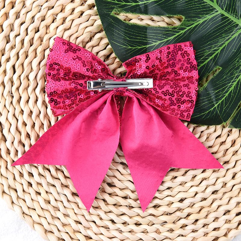 Glitter Sparkle Bow Hair Clips Accessories for Girls Women Sequin Hair Bow Hair Accessories for Women Teenagers Rose Red Sparkling Bowknot Bobby Pin Y2k Sparkly Hairpins for Party Prom - Image 3