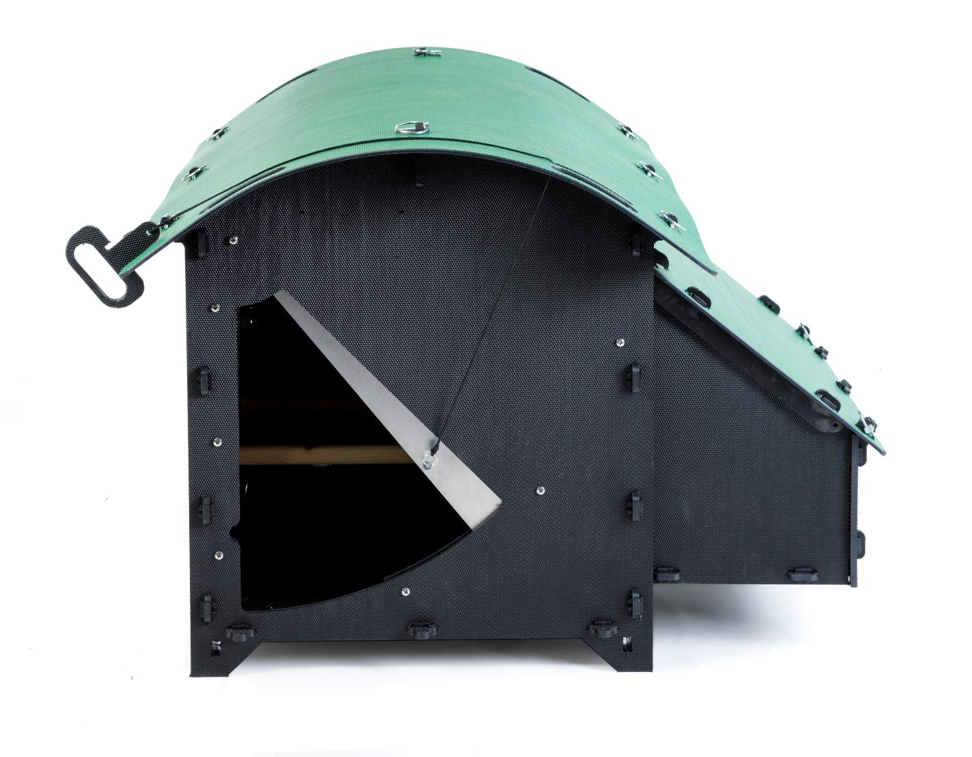 Green Frog Designs Medium Chicken House - Green, Fox Proof Hen Cage for Small Animals & Poultry | Waterproof Backyard Hutch for Pets | Recycled Plastic | 5-9 Chicken Capacity | Removable Roof & Door