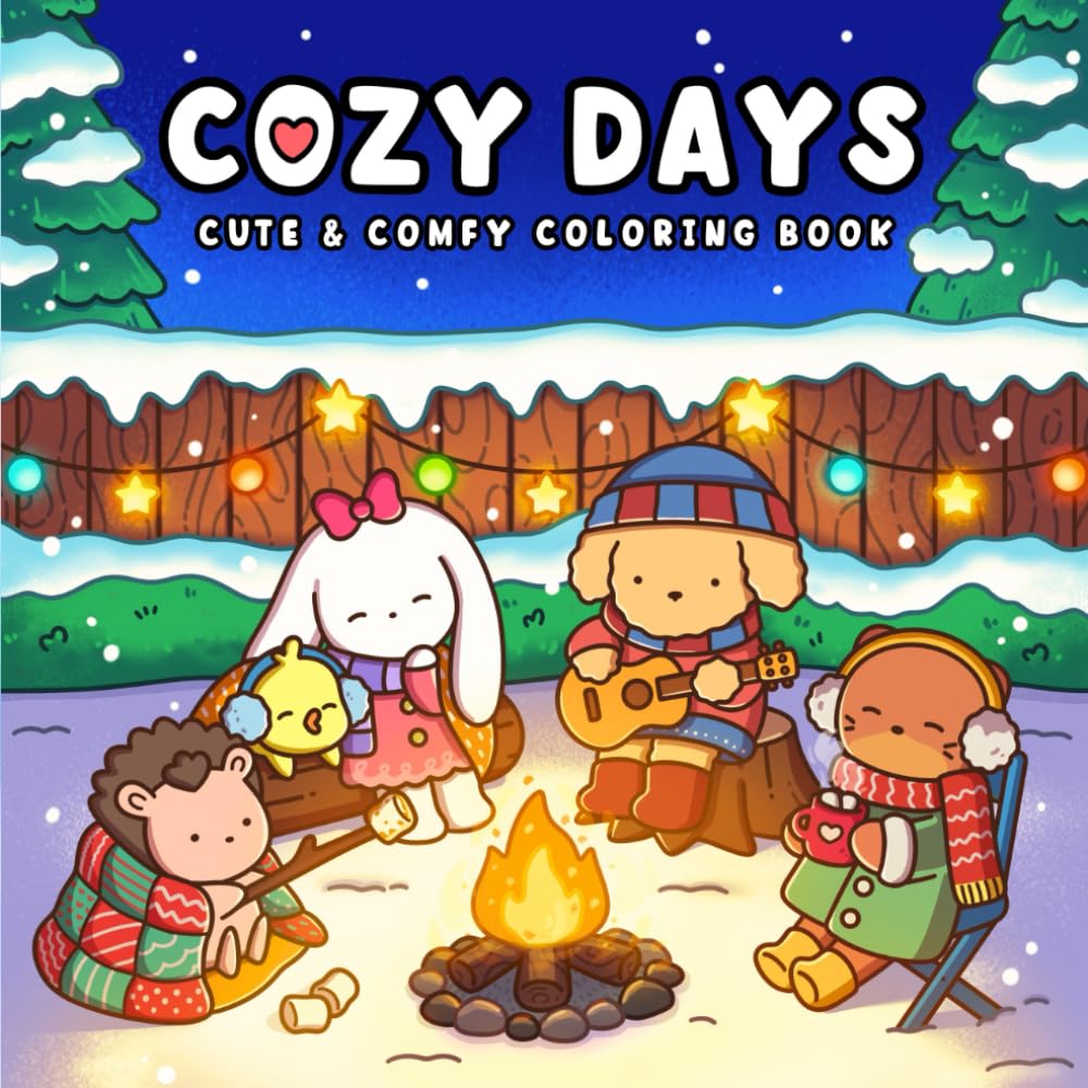 Cozy Days: Cute and Comfy Coloring Book for Adults and Teens Featuring Adorable Animals and Hygge Moments (Adorable Friends)