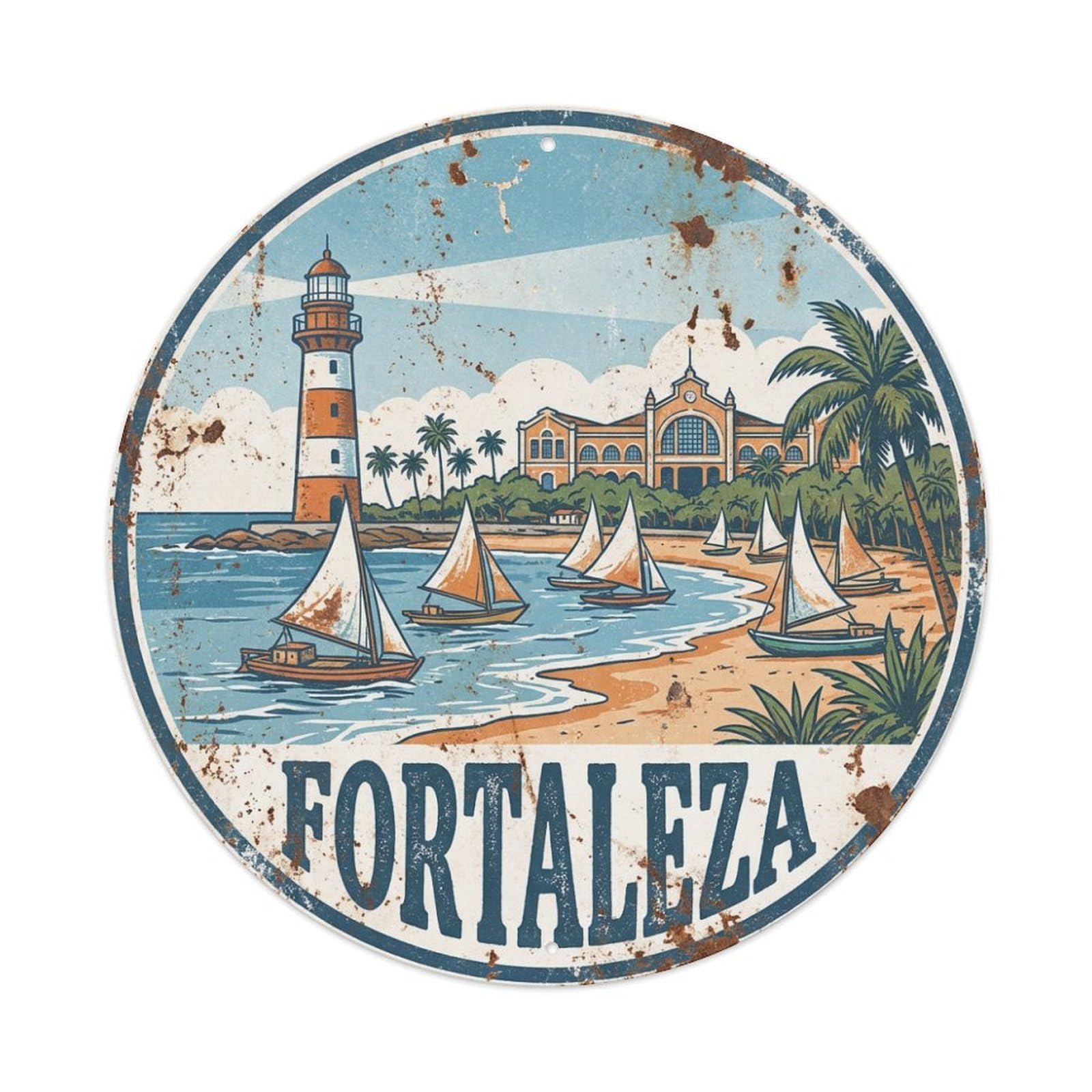 Brazil Travel Vintage Fortaleza Metal Tin Sign