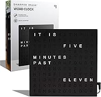 Vista 1 de Sharper Image Reloj Digital de Palabras LED, 7.75", Acabado Negro, Reloj de Escritorio y Pared Iluminado, Pantalla de Tiempo Moderna, Estante